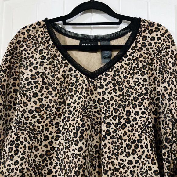 LIZ CLAIBORNE Leopard print long sleeve plus size top ~ VINTAGE XL 1X goth shirt - Picture 3 of 12